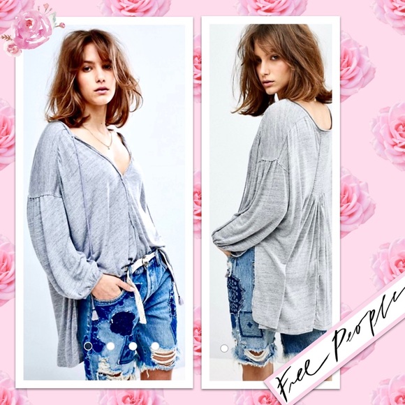Free People Tops - Free People We The Free Just A Henley in Grey Heather